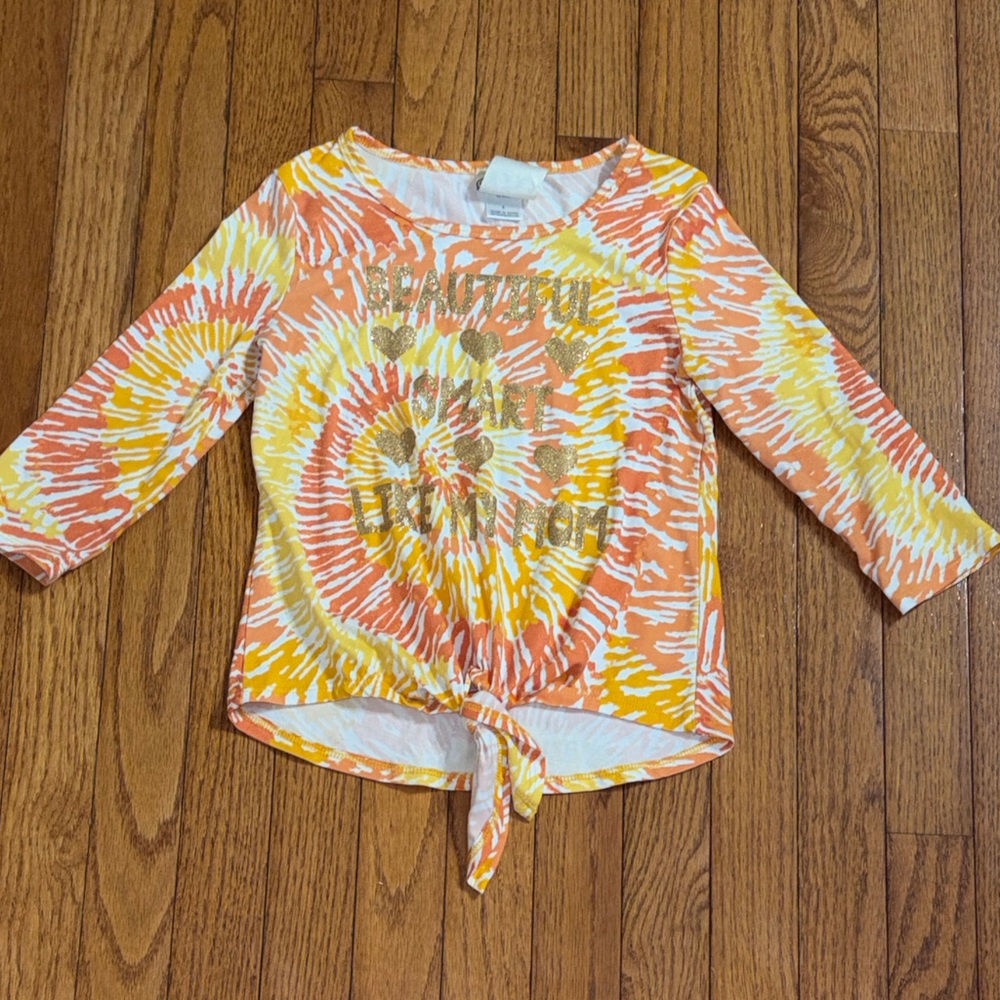 Vibrant Tie-Dye Top with Glitter Hearts